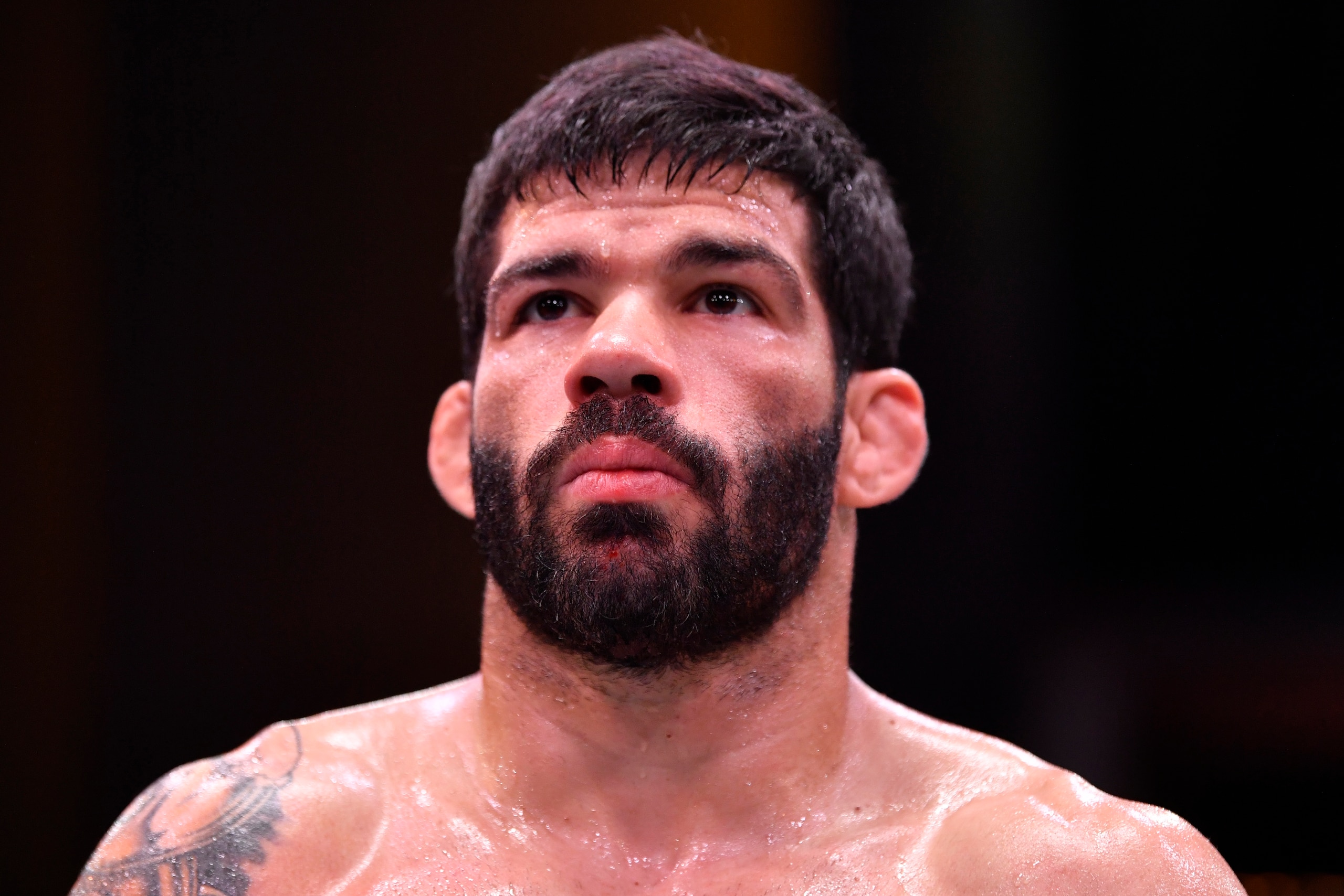 LAS VEGAS, NEVADA - JUNE 06: Raphael Assuncao of Brazil reacts after his knockout loss to Cody Garbrandt in their bantamweight bout during the UFC 250 event at UFC APEX on June 06, 2020 in Las Vegas, Nevada. (Photo by Jeff Bottari/Zuffa LLC)