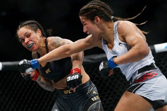 Pena (right) punches Nunes