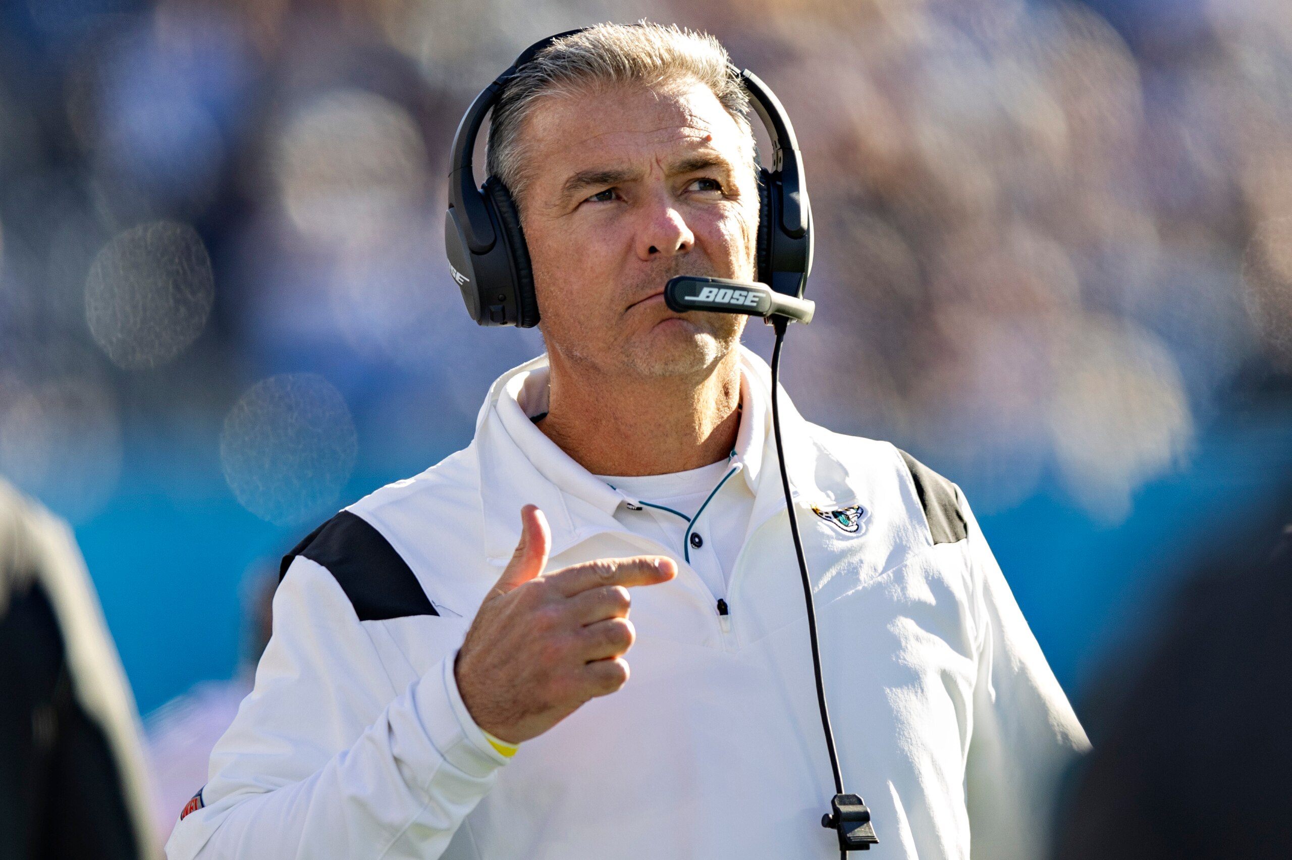 NASHVILLE, TENNESSEE - DECEMBER 12:  Head Coach Urban Meyer of the Jacksonville Jaguars on the sidelines during a game against the Tennessee Titans at Nissan Stadium on December 12, 2021 in Nashville, Tennessee.  The Titans defeated the Jaguars 20-0.  (Ph