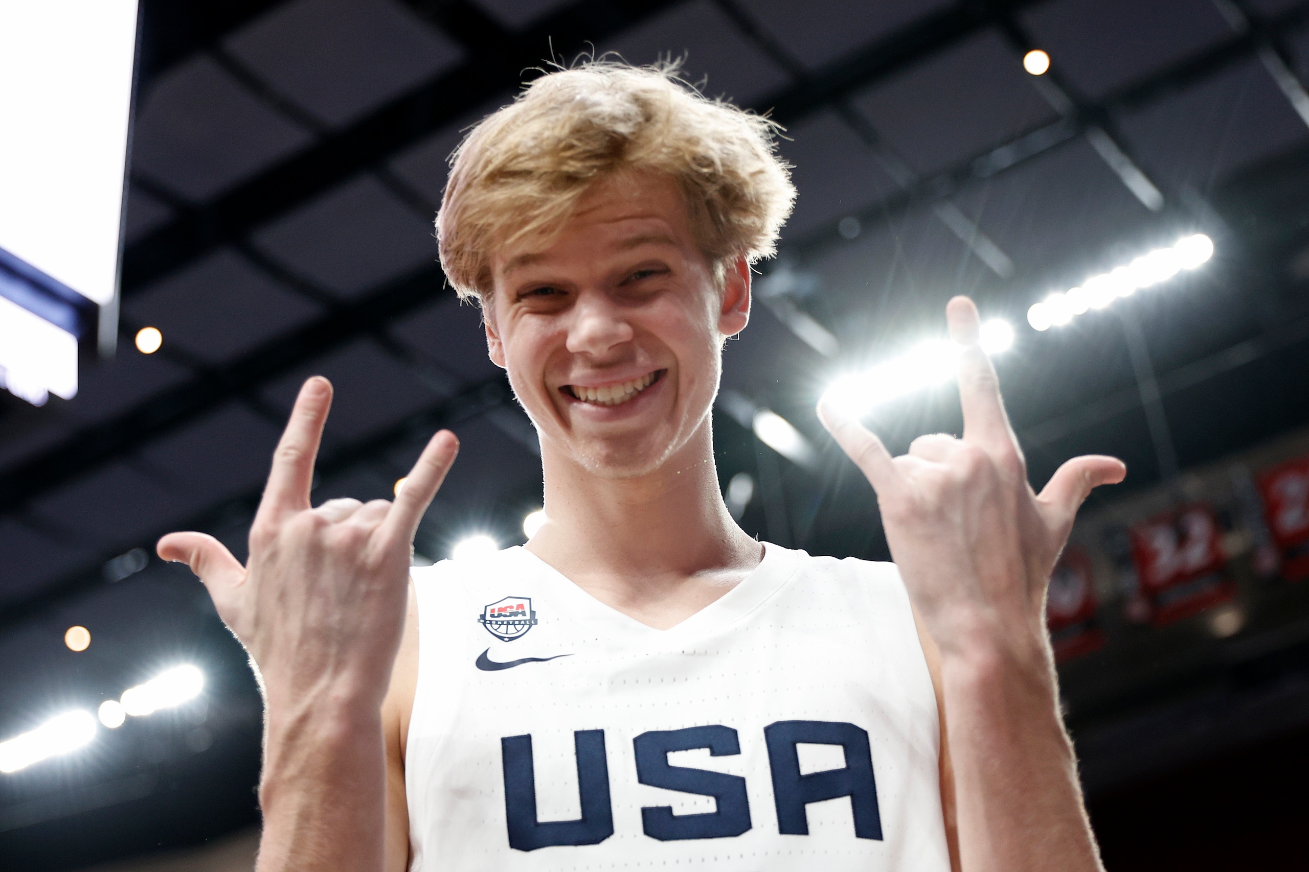 PORTLAND, OREGON - APRIL 08: Gradey Dick #7 of USA Team poses before the game between USA Team and World Team during the Nike Hoop Summit at Moda Center on April 08, 2022 in Portland, Oregon. (Photo by Steph Chambers/Getty Images)
