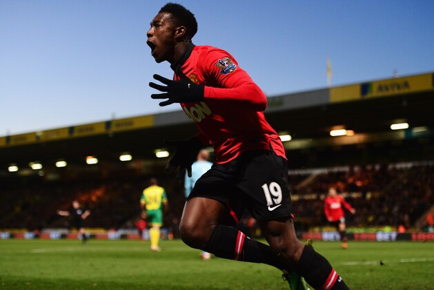 NORWICH, ENGLAND - DECEMBER 28:  Danny Welbeck of Manchester United celebrates as he scores their first goal during the Barclays Premier League match between Norwich City and  Manchester United at Carrow Road on December 28, 2013 in Norwich, England.  (Photo by Jamie McDonald/Getty Images)