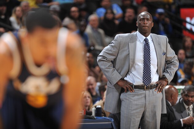 DENVER, CO - DECEMBER 13: Head Coach Tyrone Corbin of the Utah Jazz looks on against the Denver Nuggets on December 13, 2013 at the Pepsi Center in Denver, Colorado. NOTE TO USER: User expressly acknowledges and agrees that, by downloading and/or using this Photograph, user is consenting to the terms and conditions of the Getty Images License Agreement. Mandatory Copyright Notice: Copyright 2013 NBAE (Photo by Garrett W. Ellwood/NBAE via Getty Images)