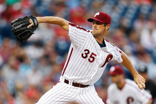 PHILADELPHIA, PA - AUGUST 23: Starting pitcher Cole Hamels #35 of the Philadelphia Phillies throws a pitch during the game against the Arizona Diamondbacks at Citizens Bank Park on August 23, 2013 in Philadelphia, Pennsylvania. (Photo by Brian Garfinkel/Getty Images)