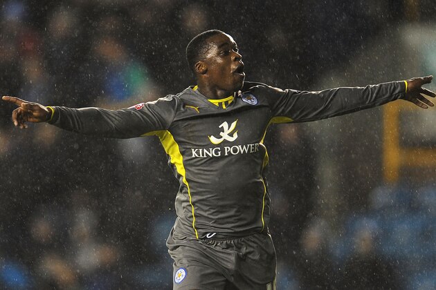 LONDON, ENGLAND - JANUARY 01: Jeff Schlupp of Leicester City celebrates his goal during the Sky Bet Championship match between Millwall and Leicester City at The Den on January 01, 2014 in London, England. (Photo by Tom Dulat/Getty Images)