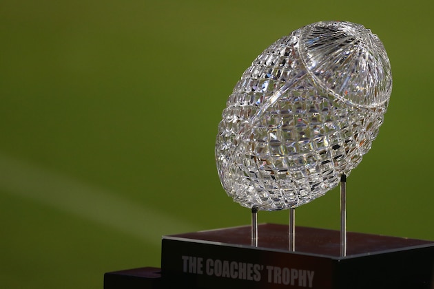 CLEMSON, SC - AUGUST 31:  A view of the BCS National Championship Trophy during their game at Memorial Stadium on August 31, 2013 in Clemson, South Carolina.  (Photo by Streeter Lecka/Getty Images)
