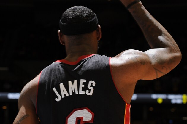 DENVER, CO - DECEMBER 30: LeBron James #6 of the Miami Heat calls a play against the Denver Nuggets on December 30, 2013 at the Pepsi Center in Denver, Colorado. NOTE TO USER: User expressly acknowledges and agrees that, by downloading and/or using this Photograph, user is consenting to the terms and conditions of the Getty Images License Agreement. Mandatory Copyright Notice: Copyright 2013 NBAE (Photo by Bart Young/NBAE via Getty Images)
