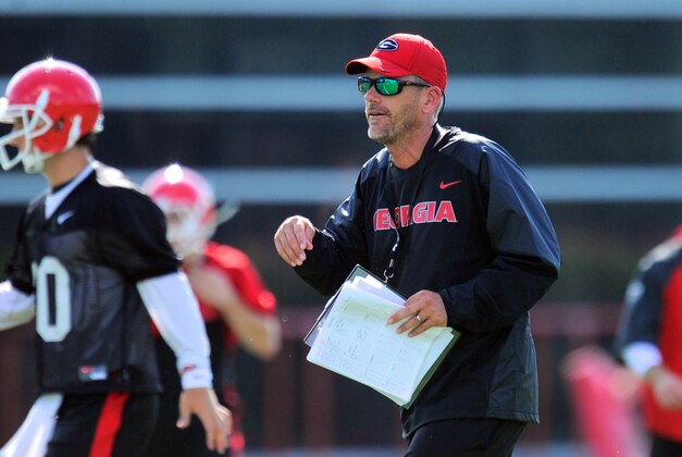Aug 1, 2013; Athens, GA, USA; Georgia Bulldogs offensive coordinator Mike Bobo shown during practice at the University of Georgia. Mandatory Credit: Dale Zanine-USA TODAY Sports Aug 1, 2013; Athens, GA, USA; Georgia Bulldogs offensive coordinator Mike Bobo shown during practice at the University of Georgia. Mandatory Credit: Dale Zanine-USA TODAY Sports