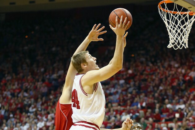 BLOOMINGTON, IN - DECEMBER 20:  Luke Fischer #44 of the Indiana Hoosiers shoots the ball during the game against the Nicholls State Colonels at Assembly Hall on December 20, 2013 in Bloomington, Indiana.  (Photo by Andy Lyons/Getty Images)