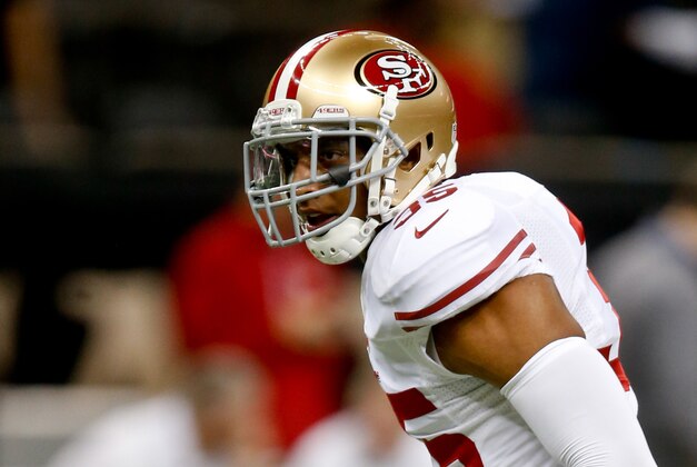 Nov 17, 2013; New Orleans, LA, USA; San Francisco 49ers free safety Eric Reid (35) prior to a game against the New Orleans Saints at Mercedes-Benz Superdome. Mandatory Credit: Derick E. Hingle-USA TODAY Sports