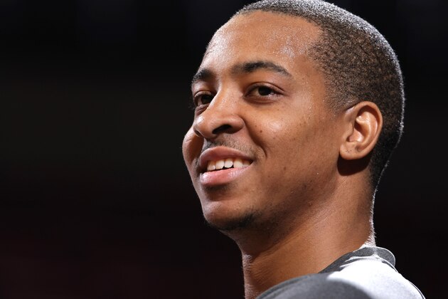 PORTLAND, OR - DECEMBER 21:  C.J. McCollum #3 of the Portland Trail Blazers smiles before the game against the New Orleans Pelicans on December 21, 2013 at the Moda Center Arena in Portland, Oregon. NOTE TO USER: User expressly acknowledges and agrees that, by downloading and or using this photograph, user is consenting to the terms and conditions of the Getty Images License Agreement. Mandatory Copyright Notice: Copyright 2013 NBAE (Photo by Sam Forencich/NBAE via Getty Images)