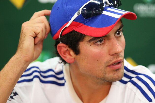 SYDNEY, AUSTRALIA - JANUARY 02:  Alastair Cook of England addresses the media prior to an England training session at Sydney Cricket Ground on January 2, 2014 in Sydney, Australia.  (Photo by Brendon Thorne/Getty Images)
