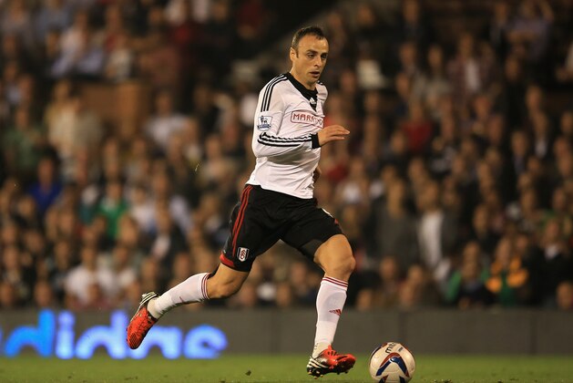 LONDON, ENGLAND - SEPTEMBER 24:  Dimitar Berbatov of Fulham in action during the Captial One Cup Third Round match between Fulham and Everton at Craven Cottage on September 24, 2013 in London, England.  (Photo by Richard Heathcote/Getty Images)