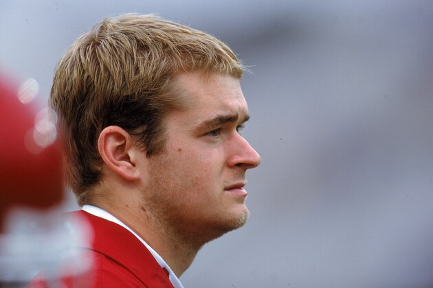 4 Nov 2000:  Quarterback Josh Heupel #14 of the Oklahoma Sooners looks on from the sidelines during the game against the Baylor Bears at the Floyd Casey Stadium in Waco, Texas.  The Sooners defeated the Bears 56-7.Mandatory Credit: Ronald Martinez  /Allsport