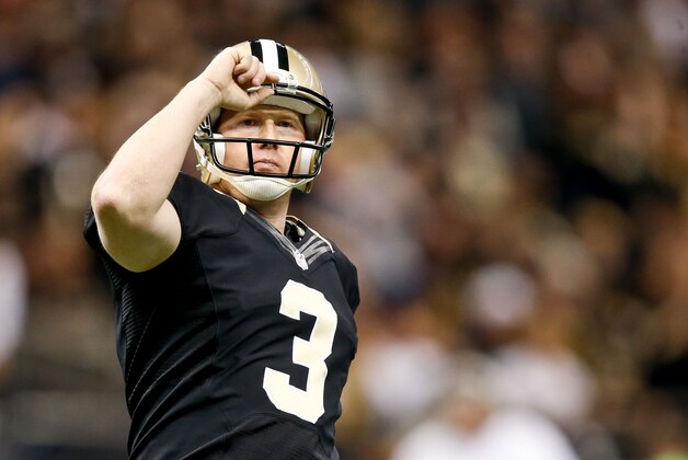 Dec 29, 2013; New Orleans, LA, USA; New Orleans Saints kicker Shayne Graham (3) during the first half of a game against the Tampa Bay Buccaneers at the Mercedes-Benz Superdome. The Saints defeated the Buccaneers 42-17. Mandatory Credit: Derick E. Hingle-USA TODAY Sports