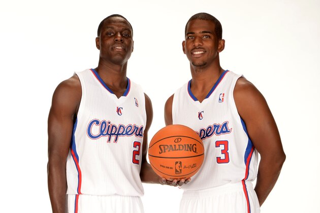 PLAYA VISTA, CA - SEPTEMBER 30:  Darren Collison #2 and Chris Paul #3 of the Los Angeles Clippers pose for a picture during media day at the Clippers Training Center on September 30, 2013 in Playa Vista, California. NOTE TO USER: User expressly acknowledges and agrees that, by downloading and/or using this Photograph, user is consenting to the terms and conditions of the Getty Images License Agreement. Mandatory Copyright Notice: Copyright 2013 NBAE (Photo by Andrew D. Bernstein/NBAE via Getty Images)