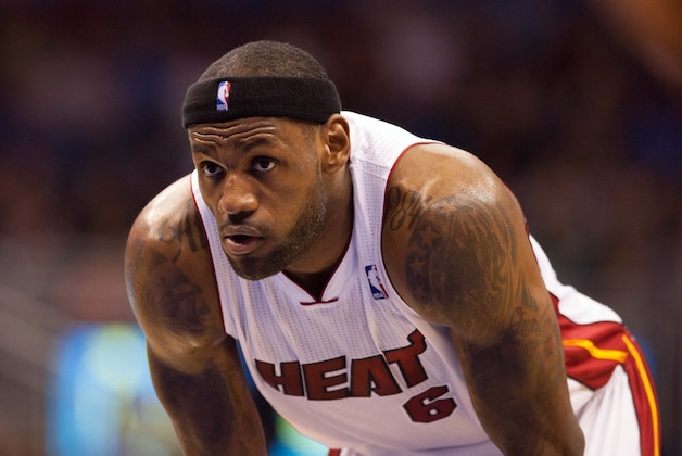 Jan 4, 2014; Orlando, FL, USA; Miami Heat small forward LeBron James (6) during the second quarter of the game against the Orlando Magic at the Amway Center. Mandatory Credit: Rob Foldy-USA TODAY Sports
