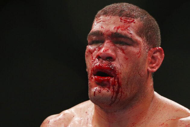 BRISBANE, AUSTRALIA - DECEMBER 07:  Antonio 'Big Foot' Silva of Brazil looks on in his heavyweigh fight against Mark Hunt in theri heaveyweight fight at Brisbane Entertainment Centre on December 7, 2013 in Brisbane, Australia.  (Photo by Chris Hyde/Getty Images)
