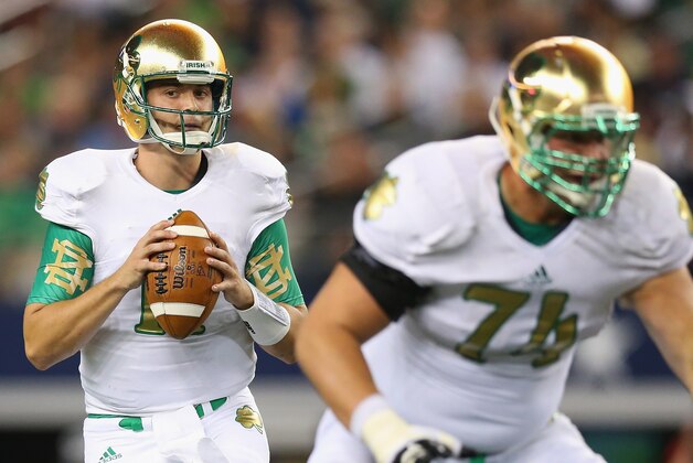 ARLINGTON, TX - OCTOBER 05: Tommy Rees #11 of the Notre Dame Fighting Irish throws the ball against the Arizona State Sun Devils at Cowboys Stadium on October 5, 2013 in Arlington, Texas. (Photo by Ronald Martinez/Getty Images) ARLINGTON, TX - OCTOBER 05: Tommy Rees #11 of the Notre Dame Fighting Irish throws the ball against the Arizona State Sun Devils at Cowboys Stadium on October 5, 2013 in Arlington, Texas. (Photo by Ronald Martinez/Getty Images)