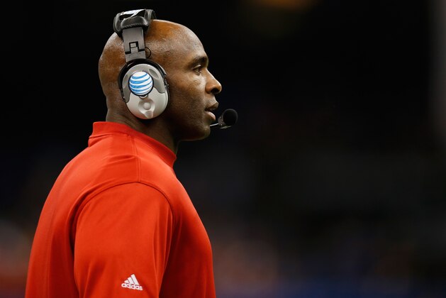NEW ORLEANS, LA - JANUARY 02:  Head coach Charlie Strong of the Louisville Cardinals looks on during the Allstate Sugar Bowl against the Florida Gators at Mercedes-Benz Superdome on January 2, 2013 in New Orleans, Louisiana.  (Photo by Chris Graythen/Getty Images)
