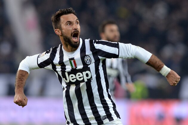 TURIN, ITALY - JANUARY 05:  Mirko Vucinic of FC Juventus celebrates scoring the third goal during the Serie A match between Juventus and AS Roma at Juventus Arena on January 5, 2014 in Turin, Italy.  (Photo by Claudio Villa/Getty Images)
