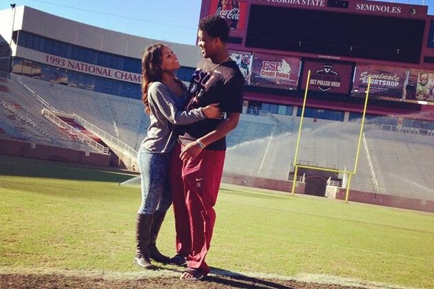 NEWPORT BEACH, CA - JANUARY 4:  Quarterback Jameis Winston #5 of the Florida State Seminoles speaks during a Vizio BCS National Championship media day news conference January 4, 2014 in Newport Beach, California. Winston will celebrate his birthday on January 6, the same day as the BCS game.  (Photo by Kevork Djansezian/Getty Images)