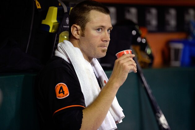 SAN FRANCISCO, CA - AUGUST 09:  Chris Tillman #30 of the Baltimore Orioles looks on from the dugout in the seventh inning against the San Francisco Giants at AT&T Park on August 9, 2013 in San Francisco, California.  (Photo by Thearon W. Henderson/Getty Images)