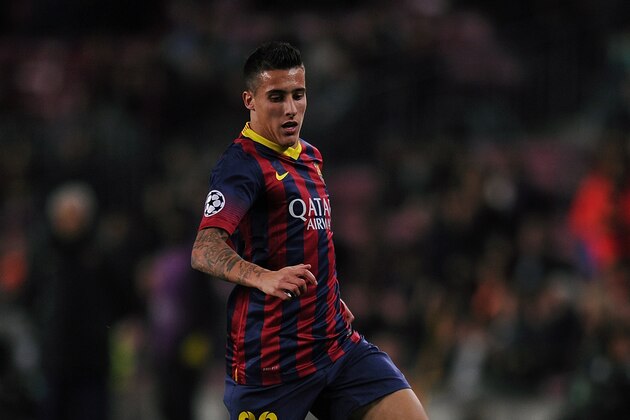 BARCELONA, SPAIN - DECEMBER 11: Cristian Tello of FC Barcelona in action during the UEFA Champions League, Group H match between FC Barcelona and Celtic FC at the Camp Nou Stadium on December 11, 2013 in Barcelona, Spain.  (Photo by Denis Doyle/Getty Images)