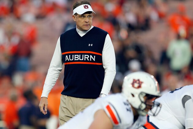 PASADENA, CA - JANUARY 06:  Auburn Tigers head coach Gus Malzahn stands on the field prior to the 2014 Vizio BCS National Championship Game against the Florida State Seminoles at the Rose Bowl on January 6, 2014 in Pasadena, California.  (Photo by Kevin C. Cox/Getty Images)