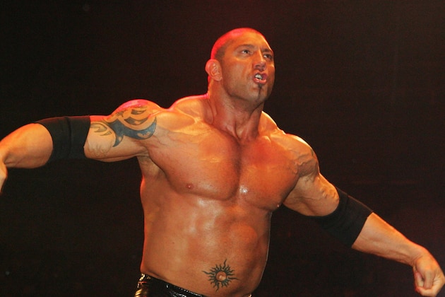 SYDNEY, AUSTRALIA - JUNE 15: Batista poses in the ring during WWE Smackdown at Acer Arena on June 15, 2008 in Sydney, Australia. (Photo by Gaye Gerard/Getty Images) SYDNEY, AUSTRALIA - JUNE 15: Batista poses in the ring during WWE Smackdown at Acer Arena on June 15, 2008 in Sydney, Australia. (Photo by Gaye Gerard/Getty Images)