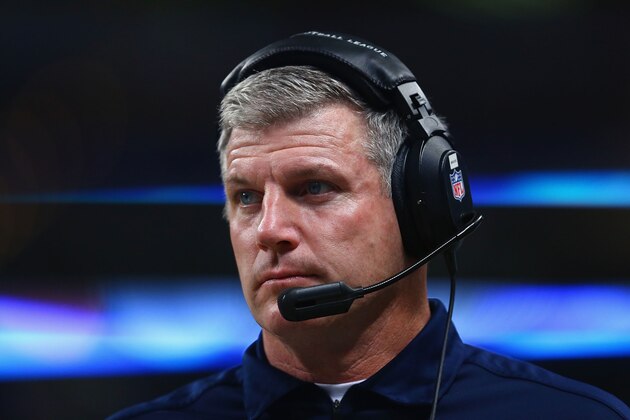 ST. LOUIS, MO - NOVEMBER 3: Head coach Mike Munchak of the Tennessee Titans looks on from the sideline during a game against the St. Louis Rams at the Edward Jones Dome on November 3, 2013 in St. Louis, Missouri.  The Titans beat the Rams 28-21. (Photo by Dilip Vishwanat/Getty Images)