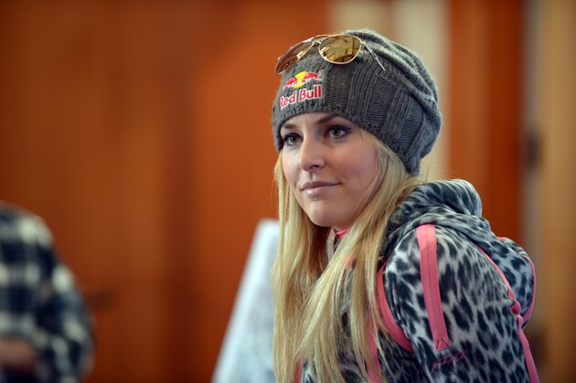 Nov 8, 2013; Vail, CO, USA; Lindsey Vonn (USA) speaks at a press conference following team training at Vail. Mandatory Credit: Paul Bussi-USA TODAY Sports