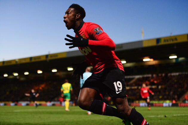 NORWICH, ENGLAND - DECEMBER 28:  Danny Welbeck of Manchester United celebrates as he scores their first goal during the Barclays Premier League match between Norwich City and  Manchester United at Carrow Road on December 28, 2013 in Norwich, England.  (Photo by Jamie McDonald/Getty Images)