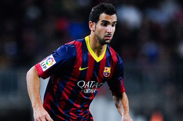 BARCELONA, SPAIN - DECEMBER 17:  Martin Montoya of FC Barcelona runs with the ball during the Copa del Rey round of 32 second leg match between FC Barcelona and Cartagena at Camp Nou on December 17, 2013 in Barcelona, Spain.  (Photo by David Ramos/Getty Images)