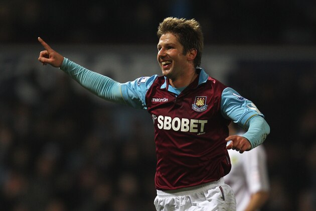 LONDON, ENGLAND - FEBRUARY 21: Thomas Hitzlsperger of West Ham United celebrates the opening goal during the FA Cup sponsored by E.ON 5th Round match between West Ham United and Burnley at the Boleyn Ground on February 21, 2011 in London, England. (Photo by Paul Gilham/Getty Images) LONDON, ENGLAND - FEBRUARY 21: Thomas Hitzlsperger of West Ham United celebrates the opening goal during the FA Cup sponsored by E.ON 5th Round match between West Ham United and Burnley at the Boleyn Ground on February 21, 2011 in London, England. (Photo by Paul Gilham/Getty Images)