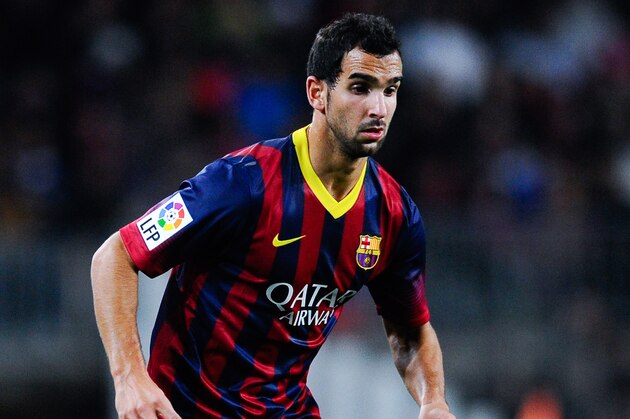 BARCELONA, SPAIN - DECEMBER 17:  Martin Montoya of FC Barcelona runs with the ball during the Copa del Rey round of 32 second leg match between FC Barcelona and Cartagena at Camp Nou on December 17, 2013 in Barcelona, Spain.  (Photo by David Ramos/Getty Images)