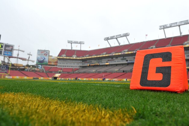 Jan 1, 2014; Tampa, Fl, USA; A general view of Raymond James Stadium before a game between the Iowa Hawkeyes and LSU Tigers. Mandatory Credit: Steve Mitchell-USA TODAY Sports