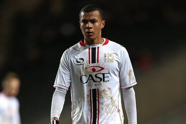 MILTON KEYNES, ENGLAND - JANUARY 01:  Dele Alli of Milton Keynes Dons in action during the Sky Bet League One match between Milton Keynes Dons and Colchester United at Stadium MK on January 1, 2014 in Milton Keynes, England.  (Photo by Pete Norton/Getty Images)