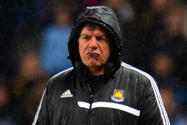 MANCHESTER, ENGLAND - JANUARY 08:  Manager Sam Allardyce of West Ham reacts during the Capital One Cup Semi-Final first leg match between Manchester City and West Ham United at Etihad Stadium on January 8, 2014 in Manchester, England.  (Photo by Shaun Botterill/Getty Images)