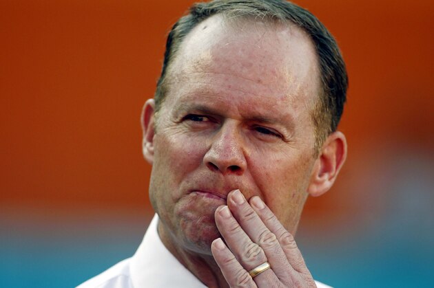 Aug 29, 2013; Miami Gardens, FL, USA; Miami Dolphins general manager Jeff Ireland before a game against the New Orleans Saints at Sun Life Stadium.  Mandatory Credit: Robert Mayer-USA TODAY Sports
