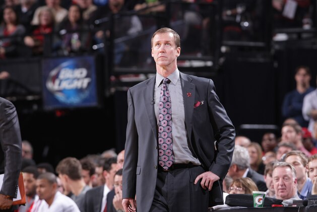 PORTLAND, OR - DECEMBER 26:  Terry Stotts of the Portland Trail Blazers coaches against the Los Angeles Clippers on December 26, 2013 at the Moda Center Arena in Portland, Oregon. NOTE TO USER: User expressly acknowledges and agrees that, by downloading and or using this photograph, user is consenting to the terms and conditions of the Getty Images License Agreement. Mandatory Copyright Notice: Copyright 2013 NBAE (Photo by Sam Forencich/NBAE via Getty Images)