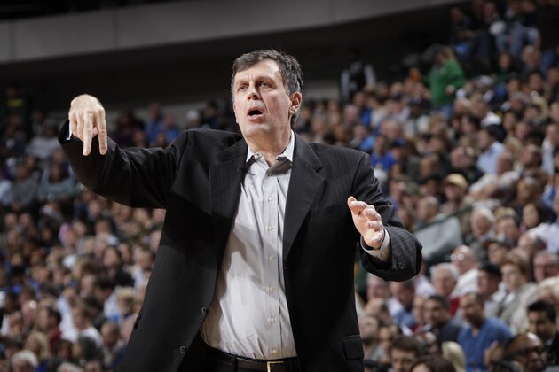 DALLAS, TX - NOVEMBER 20:  Kevin McHale of the Houston Rockets coaches against the Dallas Mavericks on November 20, 2013 at the American Airlines Center in Dallas, Texas. NOTE TO USER: User expressly acknowledges and agrees that, by downloading and or using this photograph, User is consenting to the terms and conditions of the Getty Images License Agreement. Mandatory Copyright Notice: Copyright 2013 NBAE (Photo by Glenn James/NBAE via Getty Images)