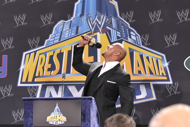 EAST RUTHERFORD, NJ - FEBRUARY 16: Dwayne 'The Rock' Johnson attends a press conference to announce that MetLife Stadium will host WWE Wrestlemania 29 in 2013 at MetLife Stadium on February 16, 2012 in East Rutherford, New Jersey. (Photo by Michael N. Todaro/Getty Images)