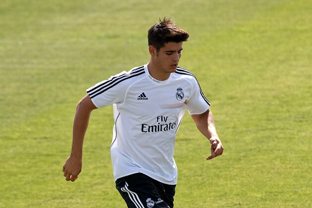 MADRID, SPAIN - JULY 15: Alvaro Morata of Real Madrid during the first training session with the club's new head coach Carlo Ancelotti at the Valdebebas training ground on July 15, 2013 in Madrid, Spain.  (Photo by Gonzalo Arroyo Moreno/Getty Images)