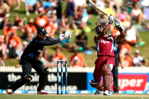 HAMILTON, NEW ZEALAND - JANUARY 08:  Dwayne Bravo of the West Indies bats during game five of the One Day International Series between New Zealand and the West Indies at Seddon Park on January 8, 2014 in Hamilton, New Zealand.  (Photo by Phil Walter/Getty Images)