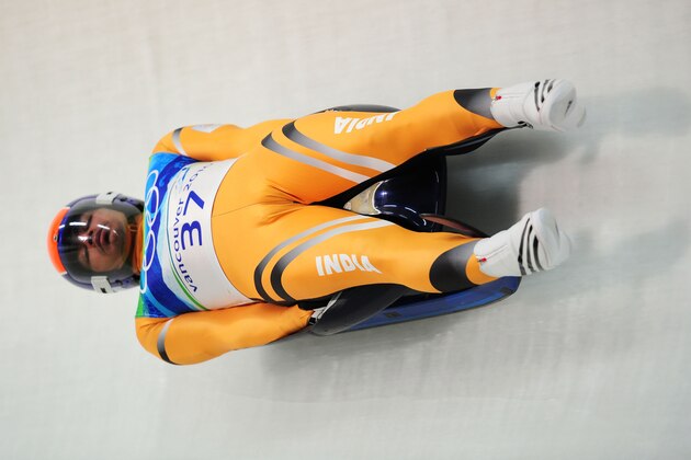 WHISTLER, BC - FEBRUARY 13:  Shiva K.P. Keshavan of India competes during the Luge Men's Singles on day 2 of the 2010 Winter Olympics at Whistler Sliding Centre on February 13, 2010 in Whistler, Canada.  (Photo by Clive Mason/Getty Images)