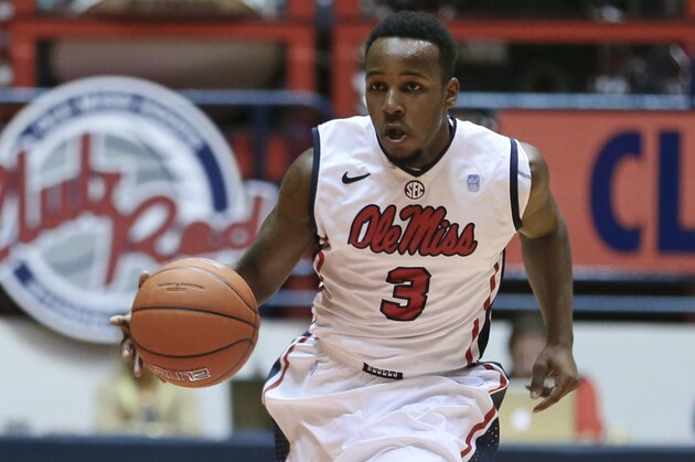 Jan 4, 2014; Oxford, MS, USA; Mississippi Rebels guard Derrick Millinghaus (3) brings the ball up court during the game against the Dayton Flyers at Tad Smith Coliseum. Dayton Flyers defeat the Mississippi Rebels in overtime 83-80.  Mandatory Credit: Spruce Derden-USA TODAY Sports