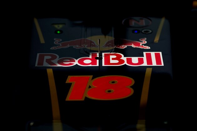 JEREZ DE LA FRONTERA, SPAIN - FEBRUARY 07:  A detail view of the car belonging to Jean-Eric Vergne of France and Scuderia Toro Rosso in the team garage during Formula One winter testing at Circuito de Jerez on February 7, 2013 in Jerez de la Frontera, Spain.  (Photo by Peter Fox/Getty Images)