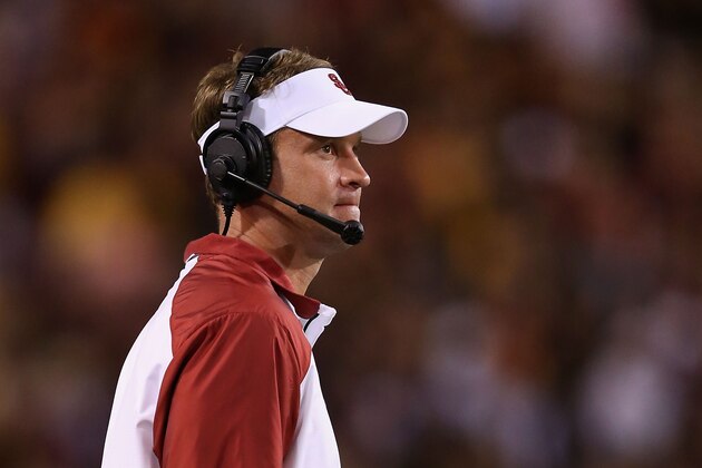 TEMPE, AZ - SEPTEMBER 28:  Head coach Lane Kiffin of the USC Trojans watches from the sidelines during the college football game against the Arizona State Sun Devils at Sun Devil Stadium on September 28, 2013 in Tempe, Arizona.  The Sun Devils defeated the Trojans 62-41.  (Photo by Christian Petersen/Getty Images)
