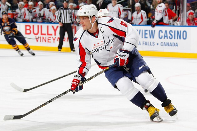 BUFFALO, NY - DECEMBER 29: Alex Ovechkin #8 of the Washington Capitals skates against the Buffalo Sabres on December 29, 2013 at the First Niagara Center in Buffalo, New York.  (Photo by Bill Wippert/NHLI via Getty Images)