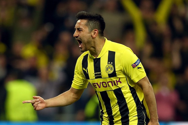 LONDON, ENGLAND - MAY 25: Ilkay Gundogan of Borussia Dortmund celebrates after scoring a goal from the penalty spot during the UEFA Champions League final match between Borussia Dortmund and FC Bayern Muenchen at Wembley Stadium on May 25, 2013 in London, United Kingdom. (Photo by Alex Grimm/Getty Images) LONDON, ENGLAND - MAY 25: Ilkay Gundogan of Borussia Dortmund celebrates after scoring a goal from the penalty spot during the UEFA Champions League final match between Borussia Dortmund and FC Bayern Muenchen at Wembley Stadium on May 25, 2013 in London, United Kingdom. (Photo by Alex Grimm/Getty Images)